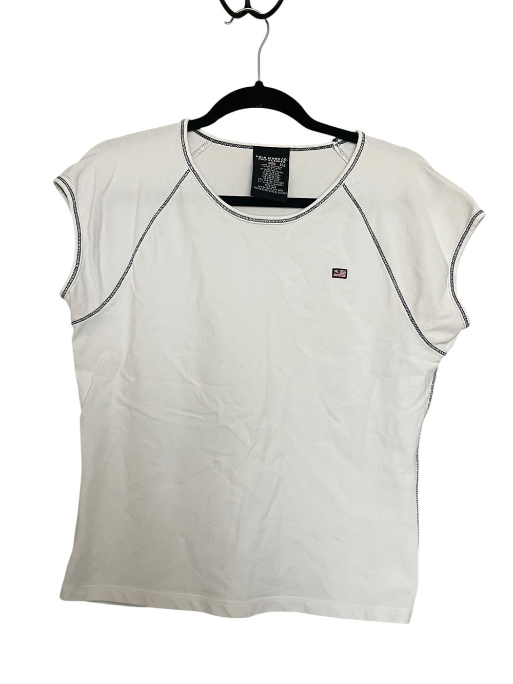 Polo by Ralph Lauren White Short Sleeve Crew Tee with Contrast Stitching